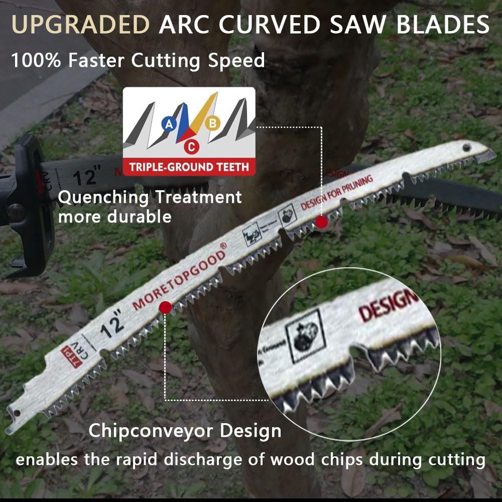 MORETOPGOOD 12 Inch U-Groove Arc Edge Reciprocating Saw Blade, 3PCS