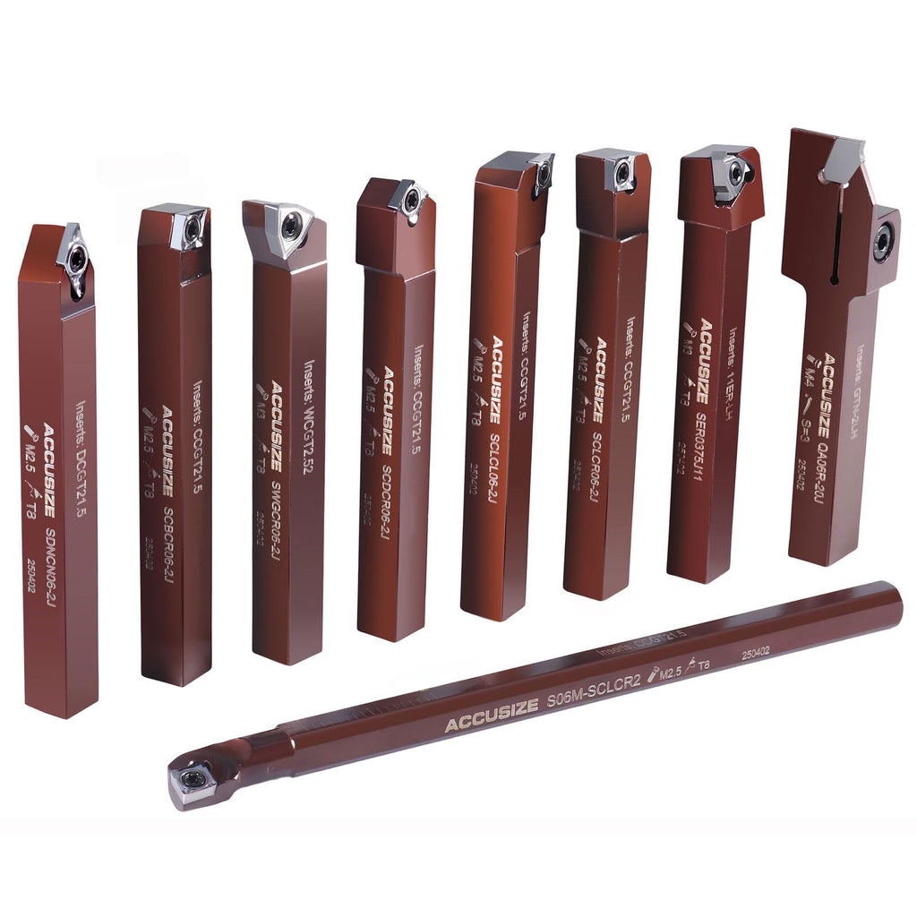 Accusize 3/8 in Shank Indexable Carbide Turning Tool Set, 3988-0038