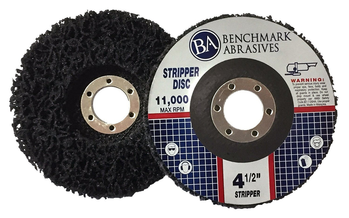 Benchmark Abrasives 4 1/2 Inch Stripping Disc with 7/8" Arbor Angle Grinder Disc Rust Remover for Metal Paint Stripper on Wood, Plastic - Metal Polishing Wheel - Silcone Carbide Strip Disc (10 Pack)