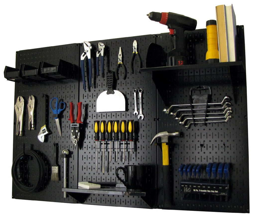 Pegboard Organizer 4 ft. Metal Pegboard Standard Tool Storage Kit with Black Toolboard and Black Accessories