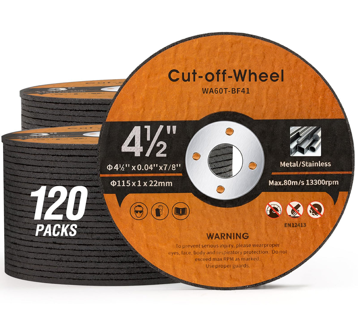 Shawya 120 PCS 4 1/2 inch Cut-Off Wheels for Metal & Stainless Steel and PVC Tube 4.5" x.040 x7/8" Cutting Wheel for Angle Grinder Aggressive Cutting disc for General Purpose Metal Cutting