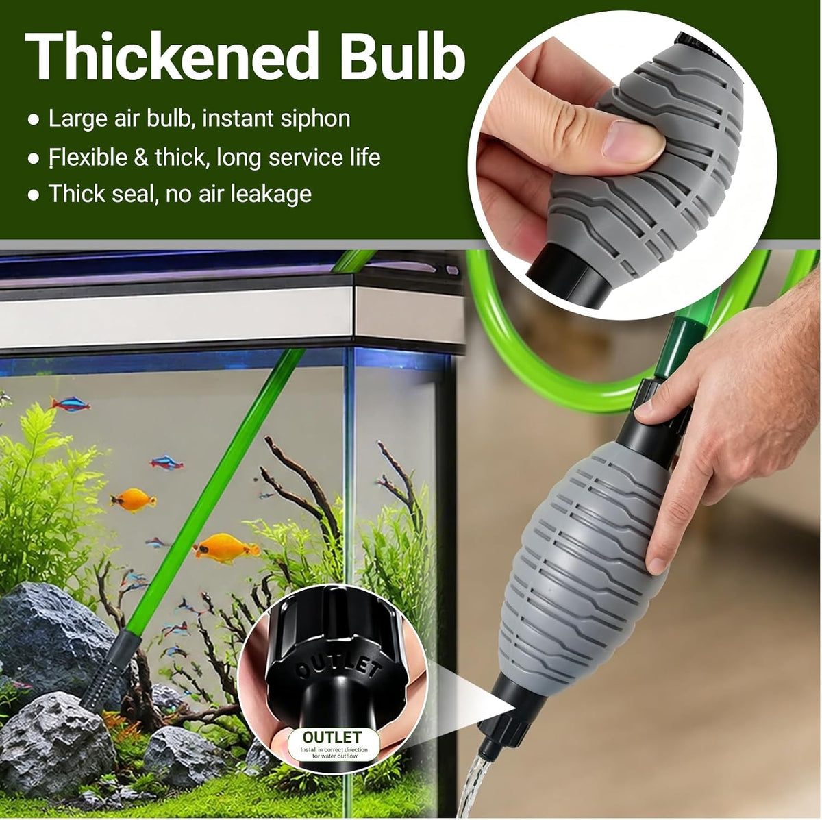 Aquarium Gravel Cleaner, 3-in-1 Tank Vacuum Siphon Water Changer