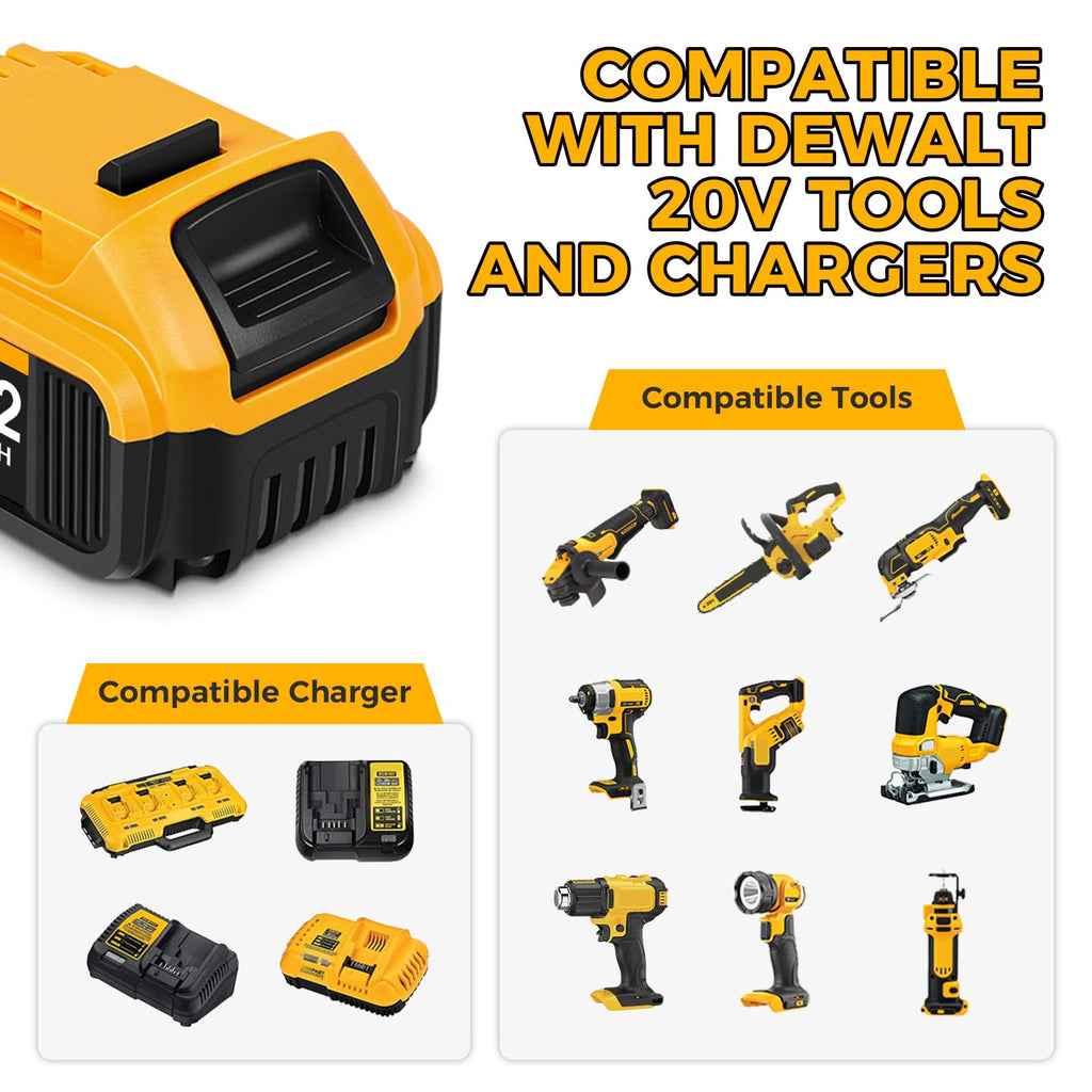 4 Packs 12000mAh Replacement Compatible for Dewalt 20V Max Battery