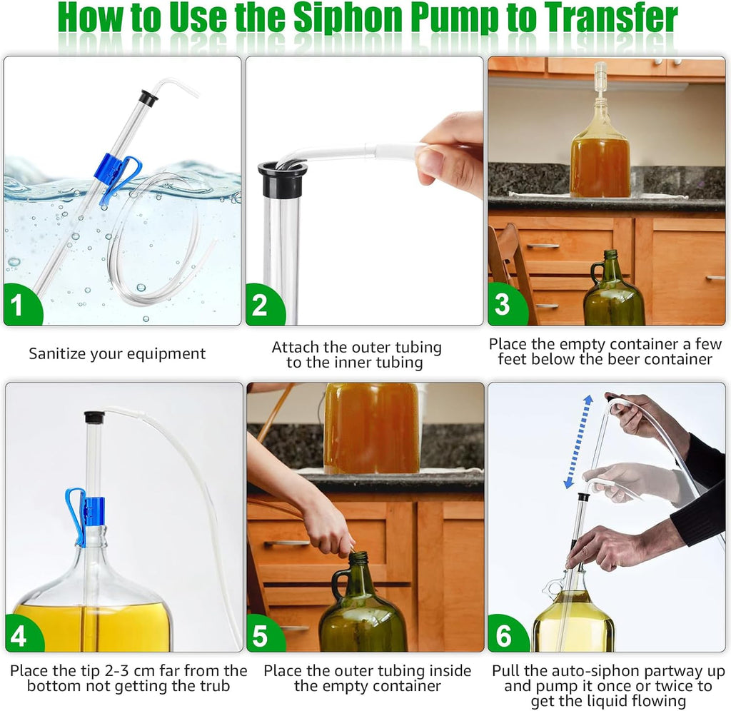 14" Auto Siphon with Bottling Wand Wine Siphon with Fermenting Airlocks | 3/8" Removable Racking Cane, Effortless