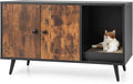 Litter Box Enclosure, Wooden Hidden Litter Box Furniture with Cabinet & Scratching Pad, Stackable Cat Washroom Pet