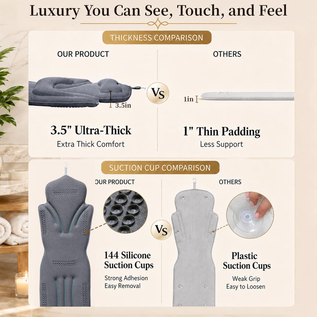 59''x 20'' Full Body Bath Pillow for Bathtub Thickened Bathtub Cushion 6D