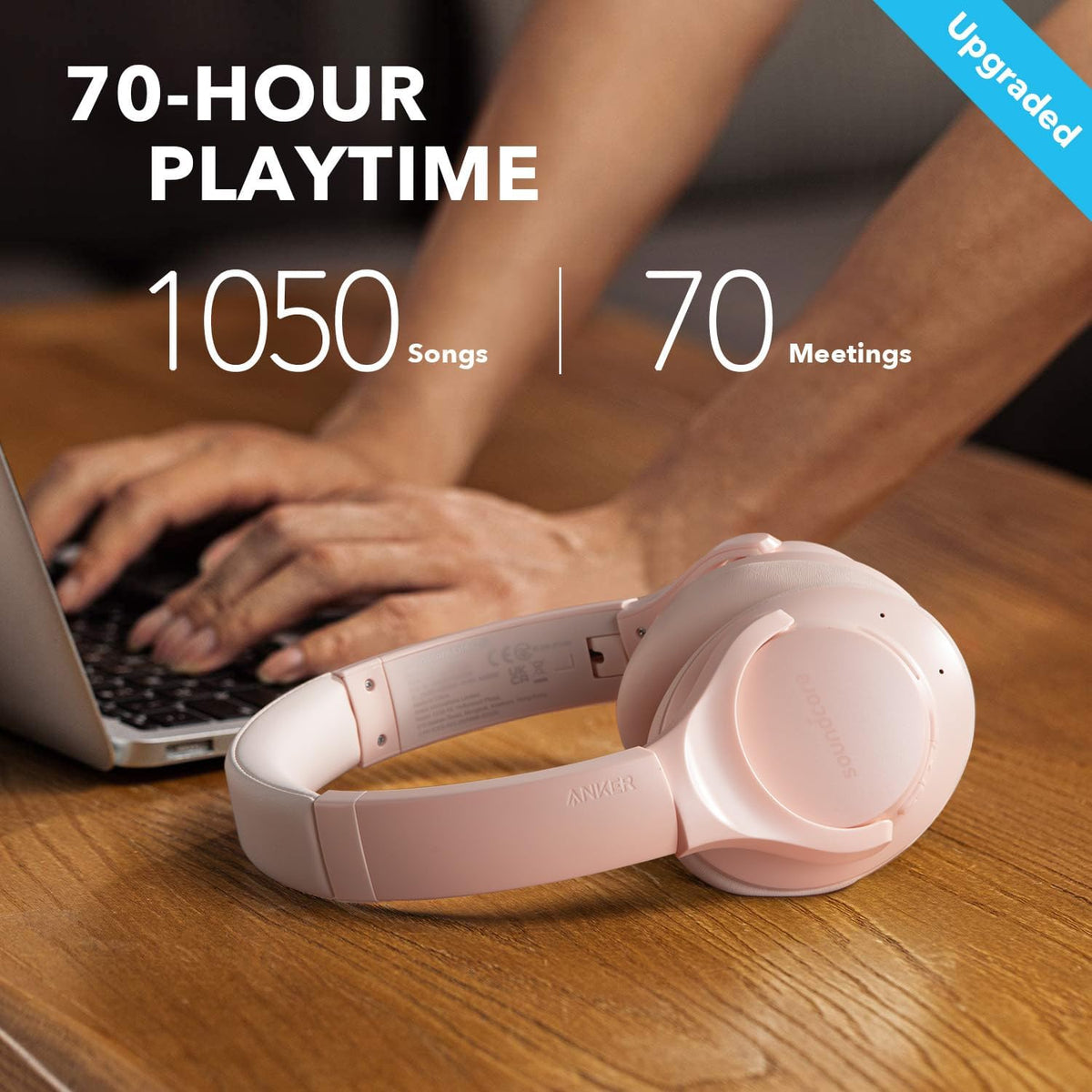Anker Life Q20 Hybrid Active Noise Cancelling Headphones, Wireless Over Ear Bluetooth Headphones, 60H Playtime