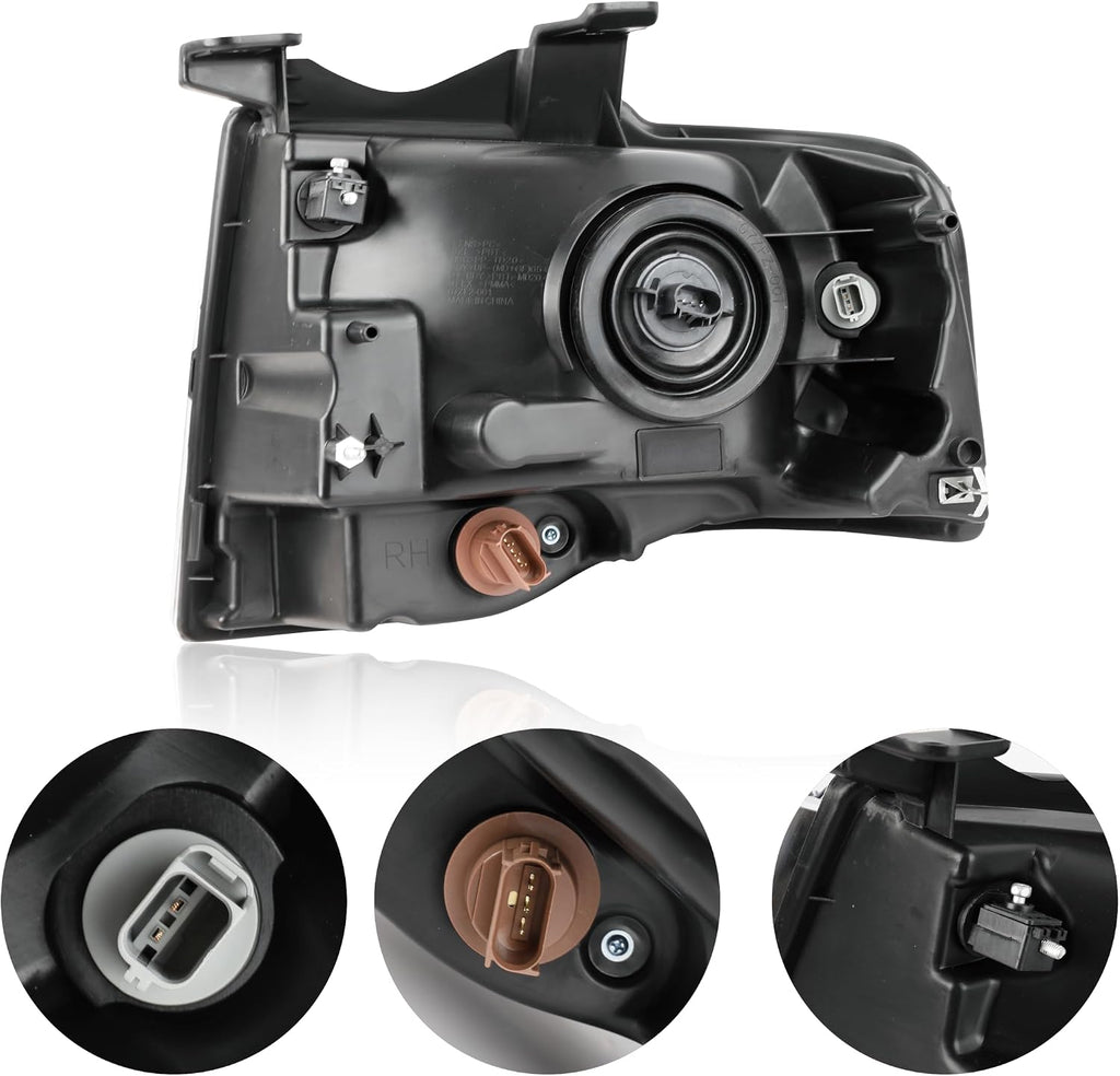 Pair Chrome Headlights Compatible with 2007-2014 Ford Expedition