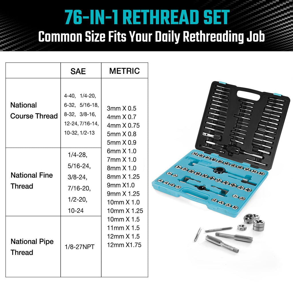 DURATECH 76-Piece Tap and Die Set