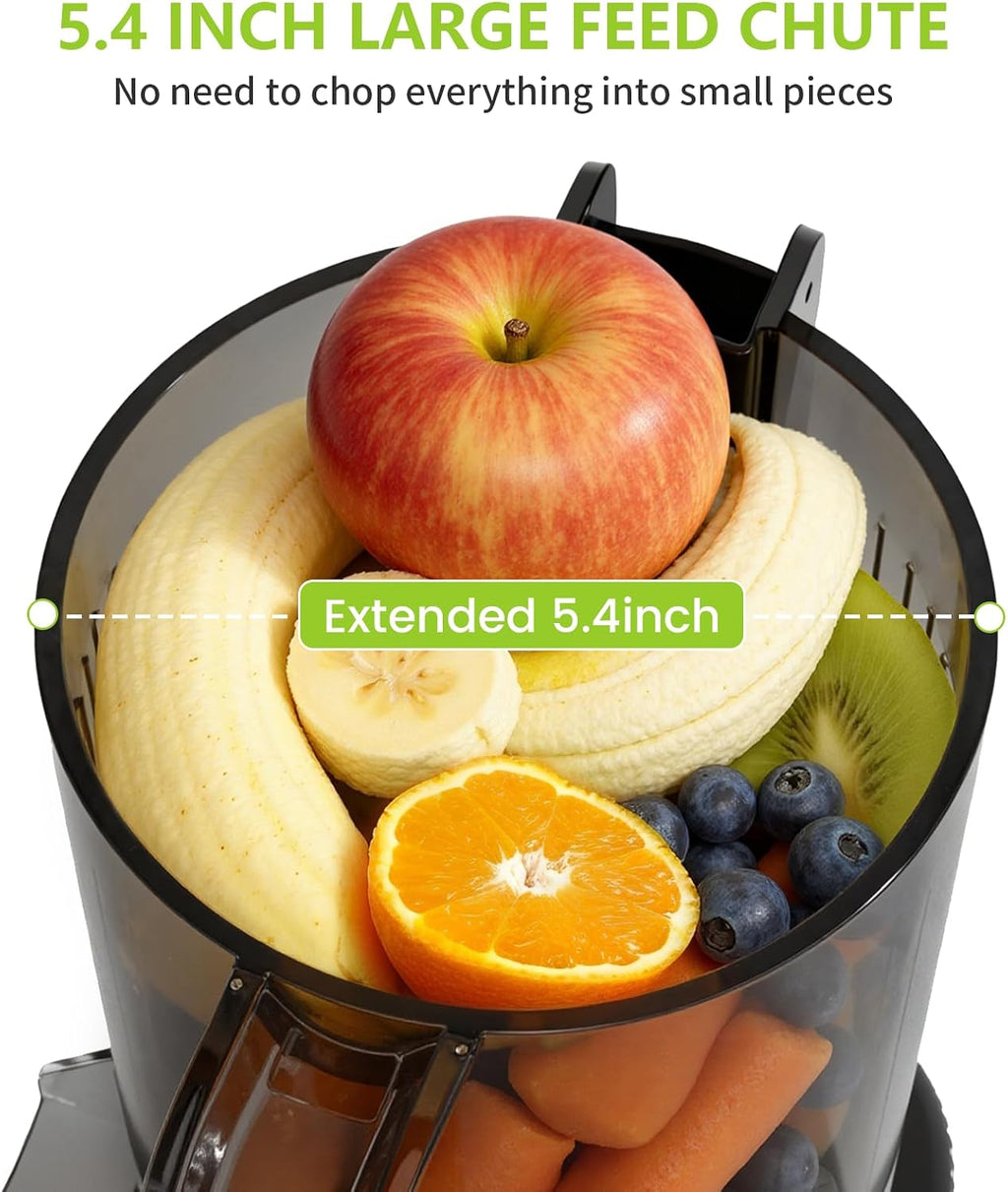 Cold Press Juicer Machines with 5.4" Extra-Large Feed Chute | 60RPM Slow Masticating Orange Juicer, 300W Electric