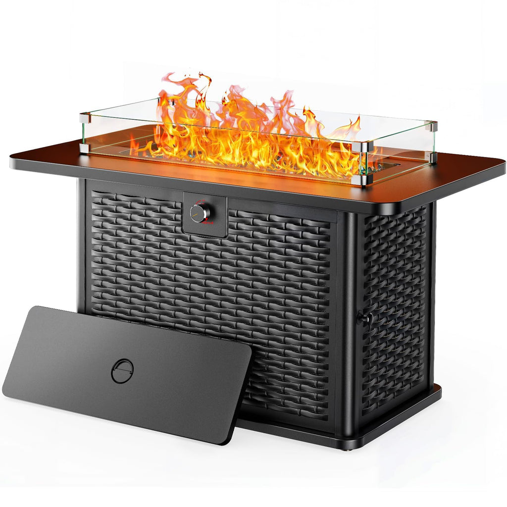 43-Inch Rectangular Propane Fire Pit – 60,000 BTU Output, Premium Gas Fire Pit Table for Outside Patio, 304 Stainless