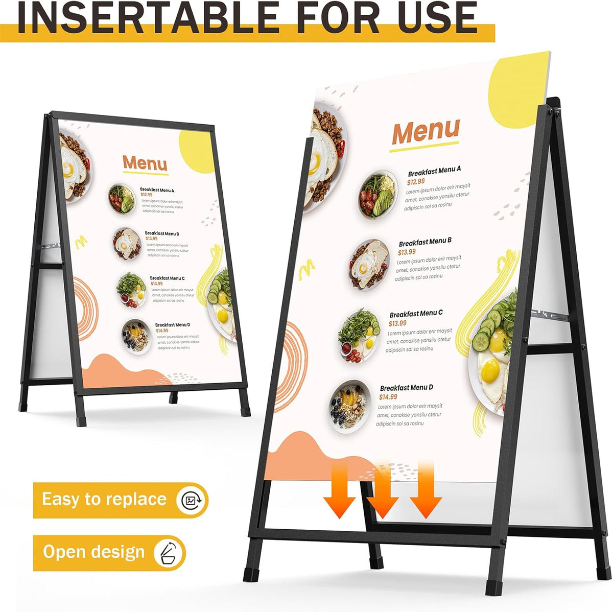 A Frame Sign 24x36 Inch Outdoor, Heavy Duty Sandwich Board Signs, Double-Sided A Frames Sign Holder Business for