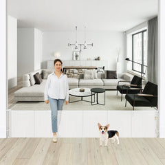 24" Tall x 150" Extra-Wide Retractable Indoor Mesh Pet & Child Safety Gate with One-Hand Safety Lock for Wide Openings, Patios & Stairways