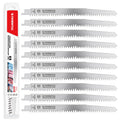 10 Pack 9 Inch Stainless Steel Reciprocating Saw Blades, 5 TPI Uncoated Sawzall Blades for Frozen Meat, Fish & Bone, Fleam Ground Teeth, Universal Fit
