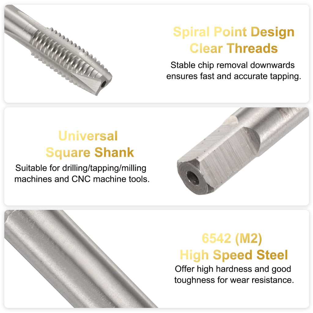 uxcell M10 x 1.5 H2 Metric Spiral Point Thread Tap, 130mm (5.1") Extra Long Screw Tap Threading Tapping Tool, High Speed Steel Machine Taps Tapping Bit