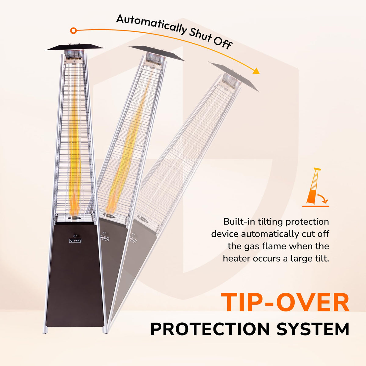 Outdoor Pyramid Patio Heater, 40,000 BTU Propane Patio Heater with Glass Tube, Pulse Ignition & Triple Safety
