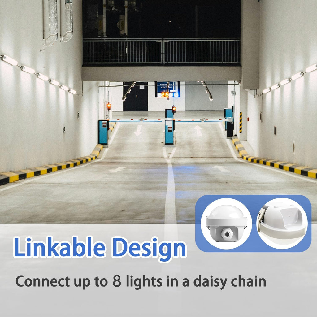 4FT LED Vapor Tight Lights, 60/50/40W 3/4/5000K Adjustable, 2Pack