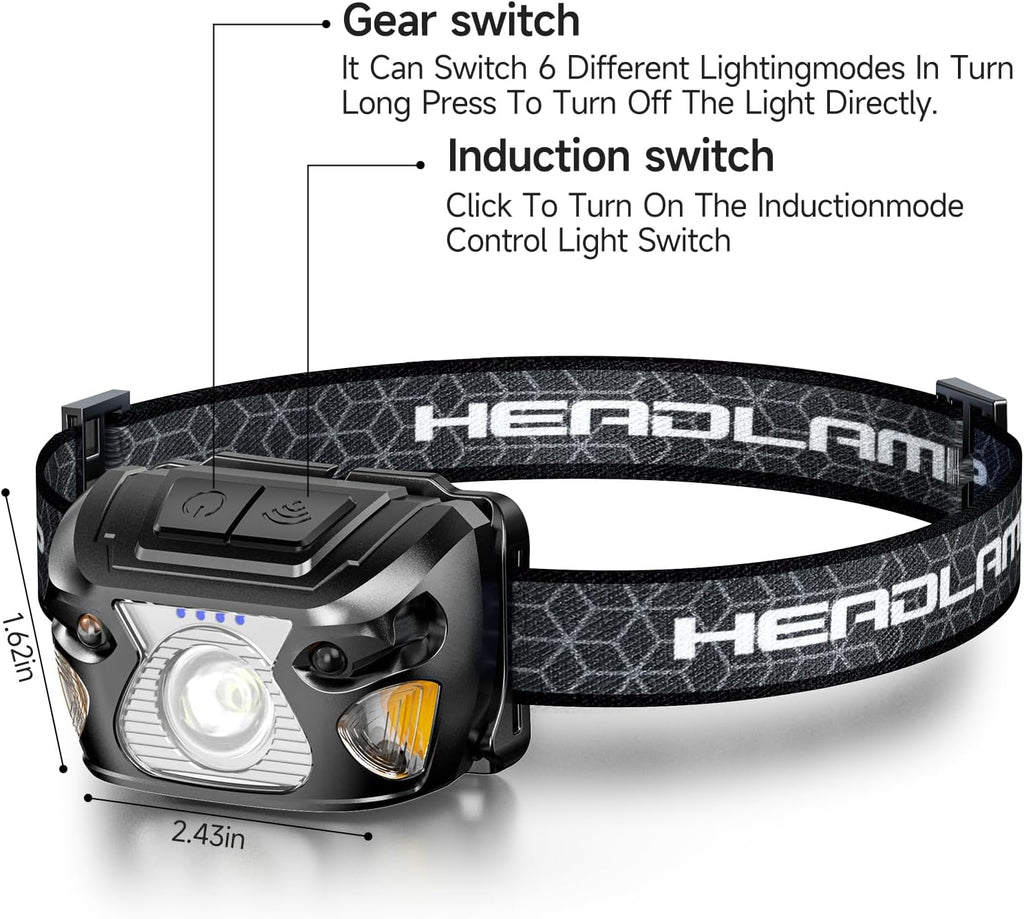 2 Sets High-End Comfortable Camping & Work Headlamp, Long Endurance Lighting 12 Hours, 1000+ LM High Brightness, IPX5