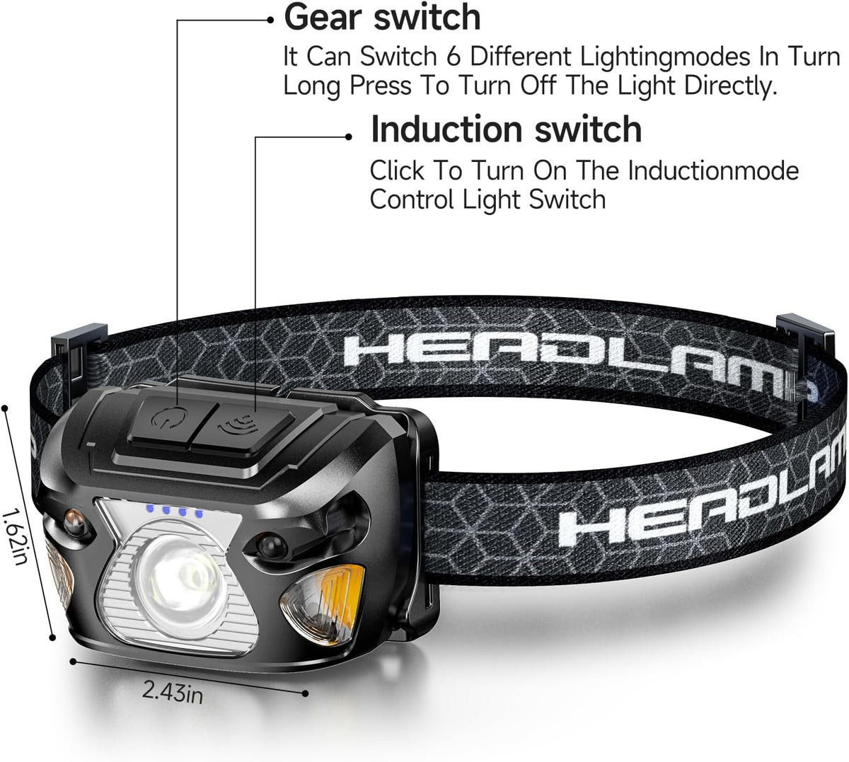 2 Sets High-End Comfortable Camping & Work Headlamp, Long Endurance Lighting 12 Hours, 1000+ LM High Brightness, IPX5