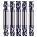 5Pcs 3/8" 4 Flute Solid Carbide Square End Mill - Double End - AlTiN Coated