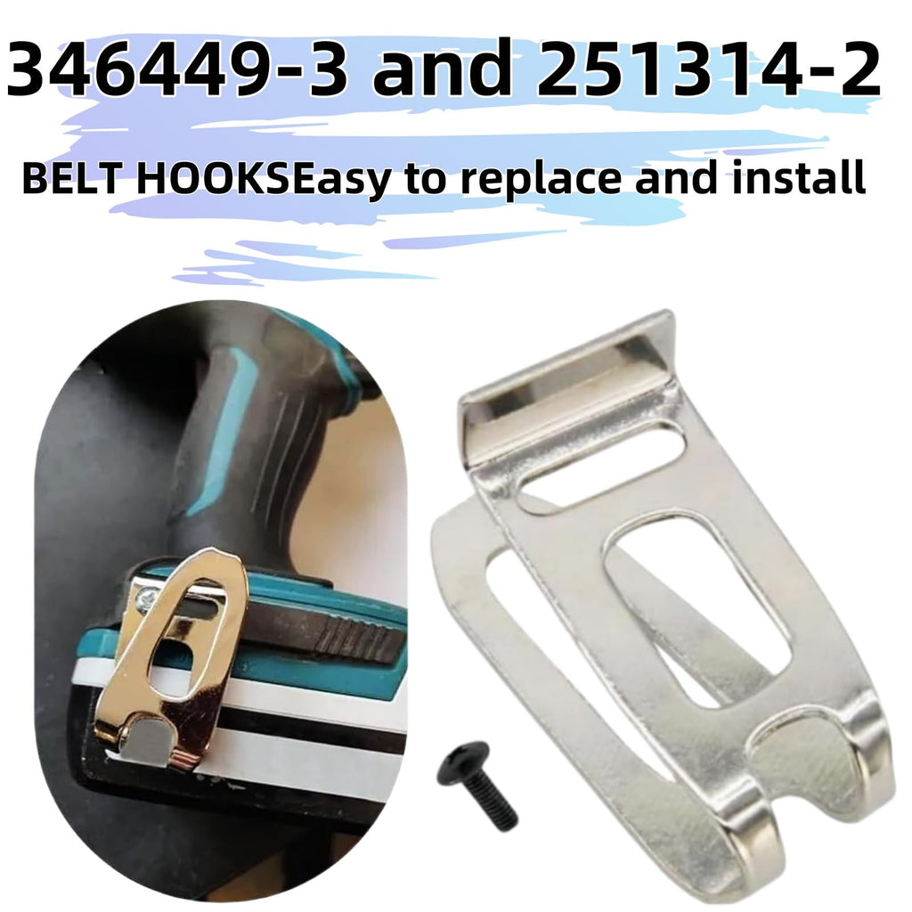 （6pack）251314-2 and 346449-3 Belt Clip and Screw Kit for Belt Hooks Replaces Makita Cordless Tools 324705-1 346034-2 346317-0 324553-8