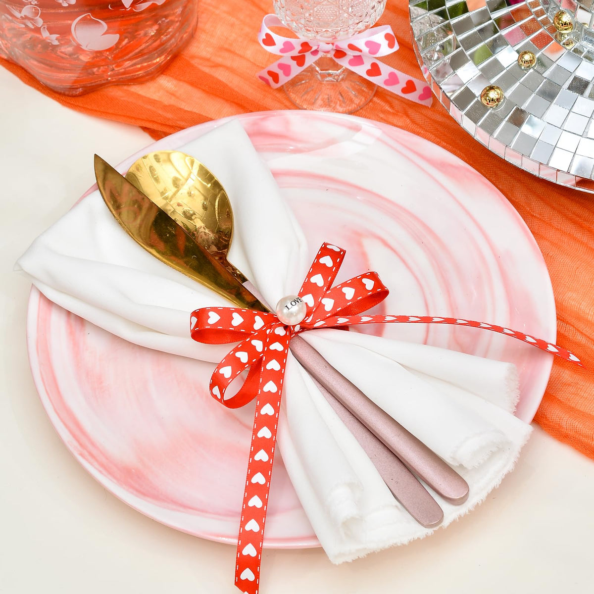Valentines Day Ribbon Set, 3/8 in 2 Roll 20 Yd