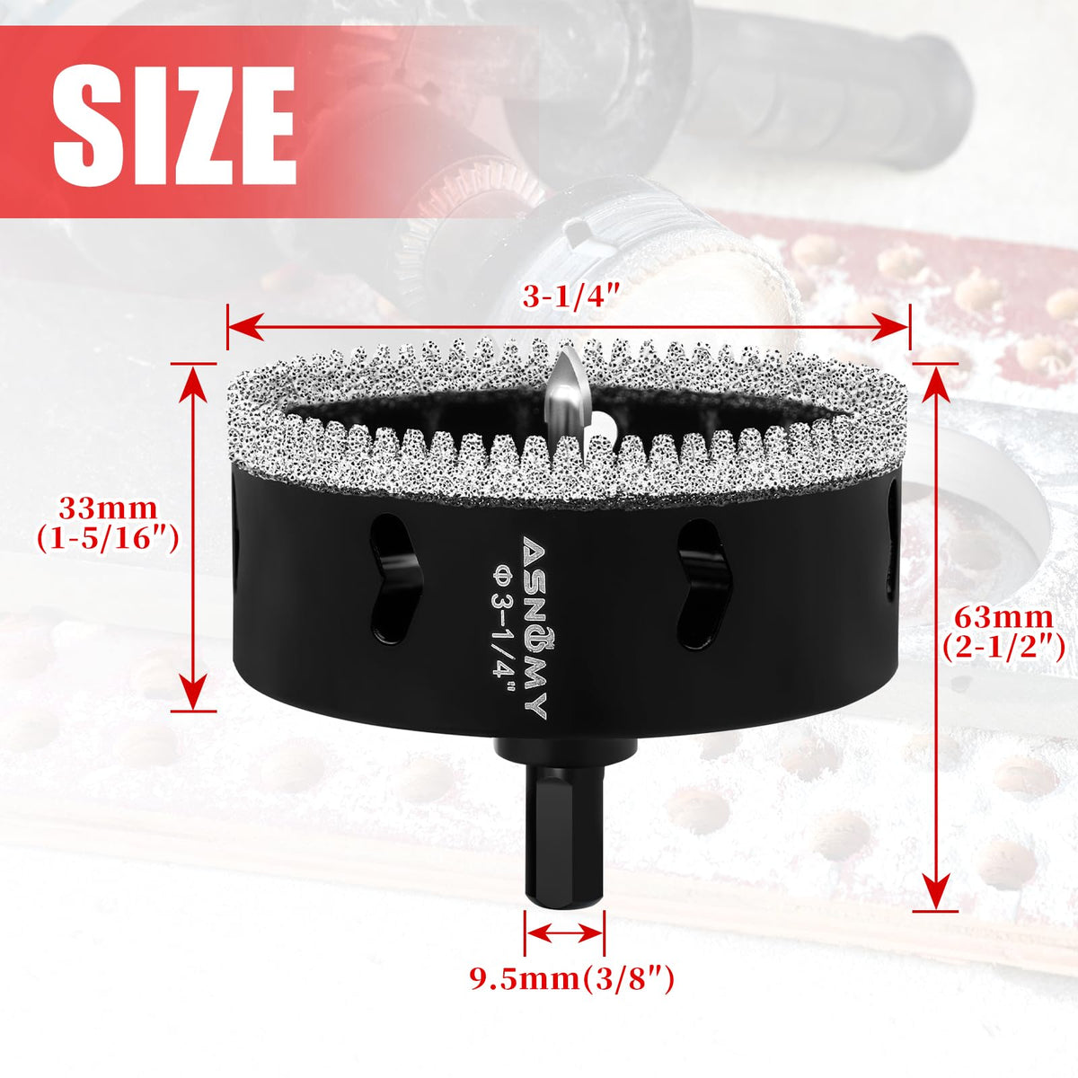 3-1/4" Diamond Hole Saw with Pilot Drill Bit,Tile Hole Saw for Ceramic