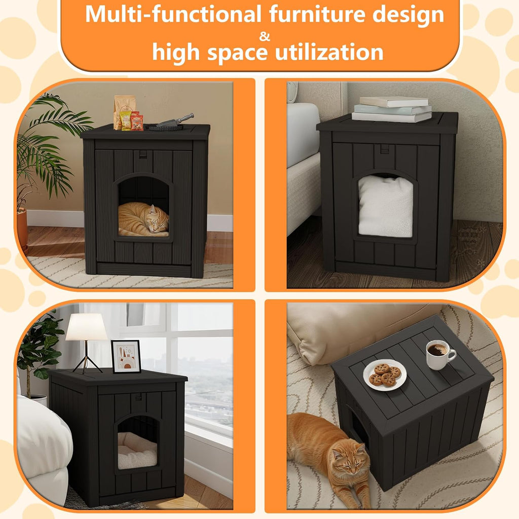 Resin Cat Litter Box Enclosure, Black