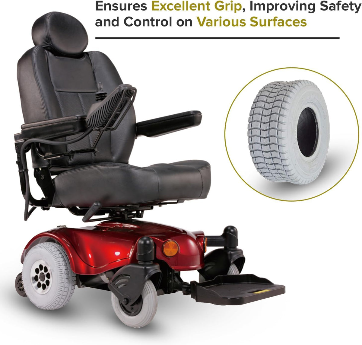 AlveyTech 9x3.50-4 Pneumatic Mobility Tire with Grande Knobby C203 Tread - Replacement Power Chair and Scooter Tires for Hoveround MPV 4/5, Ranger Solo, Shoprider Streamer, and Heartway (TAGRP265076)