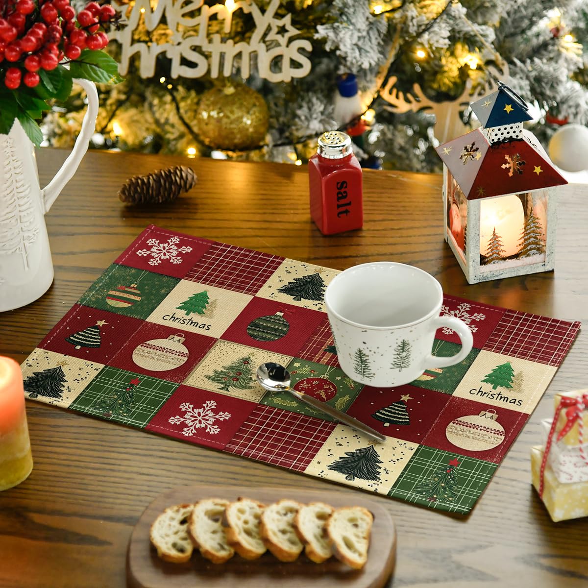 Xmas Trees Christmas Balls Placemats Set of 4