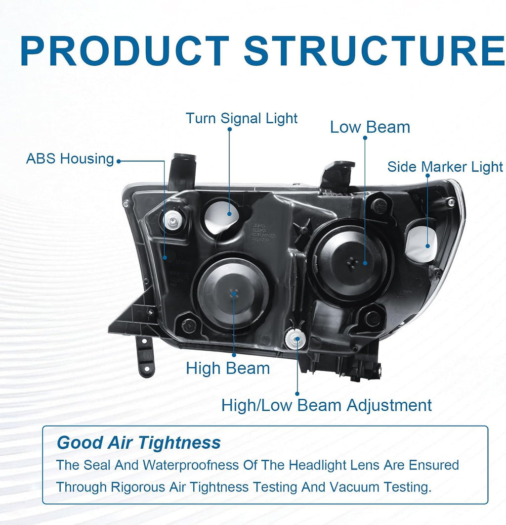 Headlights Projector for 2007-2013 Toyota Tundra w/LED DRL