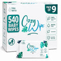 Baby Wipes, 99.9% Water Based Unscented Diaper Wipes for Sensitive Newborn Skin, Plant-Based, Plastic-Free, 9 Packs