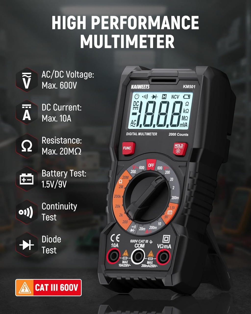 Electrical Test Kit KIT01, Digital Multimeter, Smart Non-Contact Voltage Tester & GFCI Outlet Tester with LCD