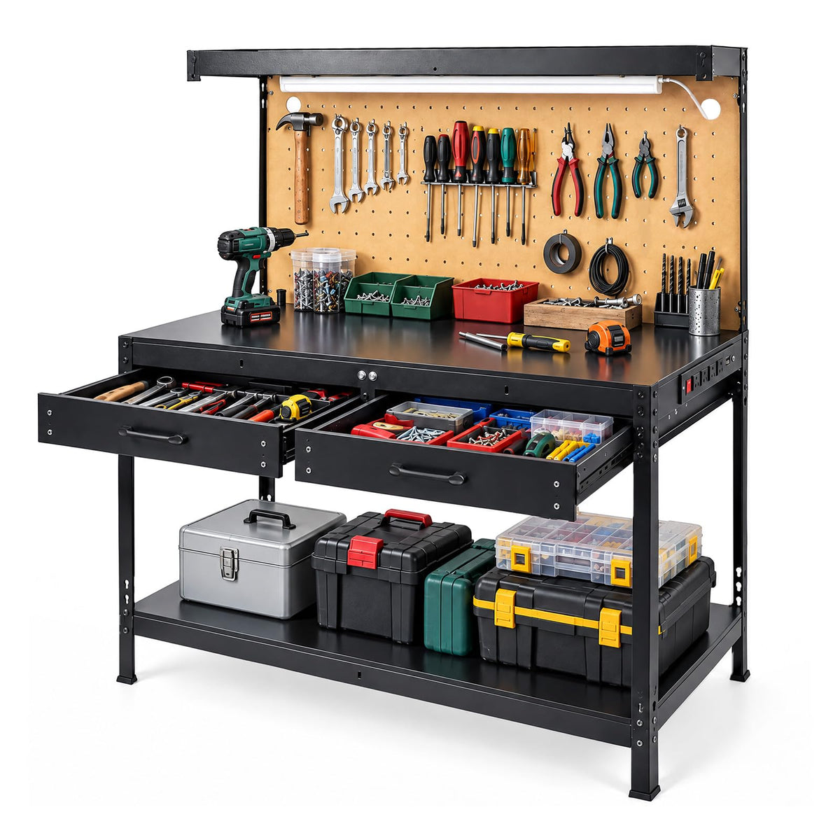 Work Benches for Garage, 3-Tier, A3 Steel