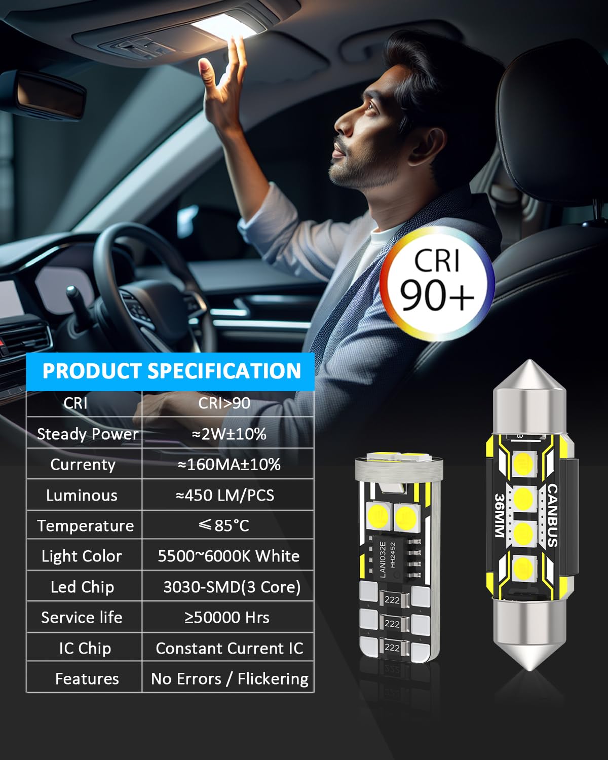 AENVTOL 12 Pieces Interior LED Lights Replacement for Porsche 911 997 Carrera 2004-2012 White LED Interior Bulbs
