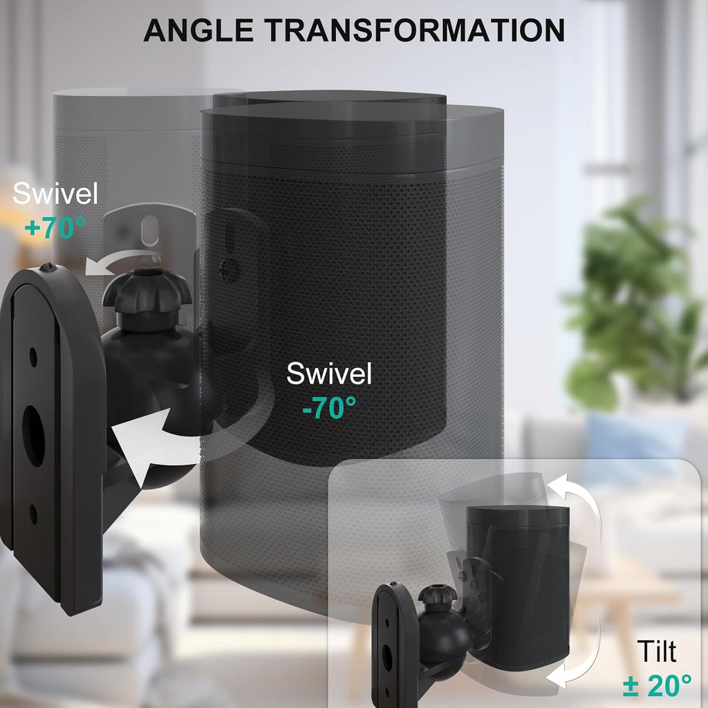 Speaker Wall Mount, Surround Sound Speaker Stand with Adjustable Swivel Tilt Angle, Small Bookshelf Speaker Mount for