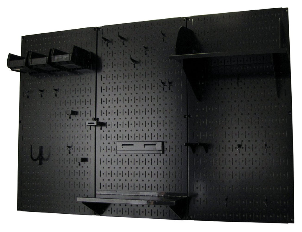 Pegboard Organizer 4 ft. Metal Pegboard Standard Tool Storage Kit with Black Toolboard and Black Accessories