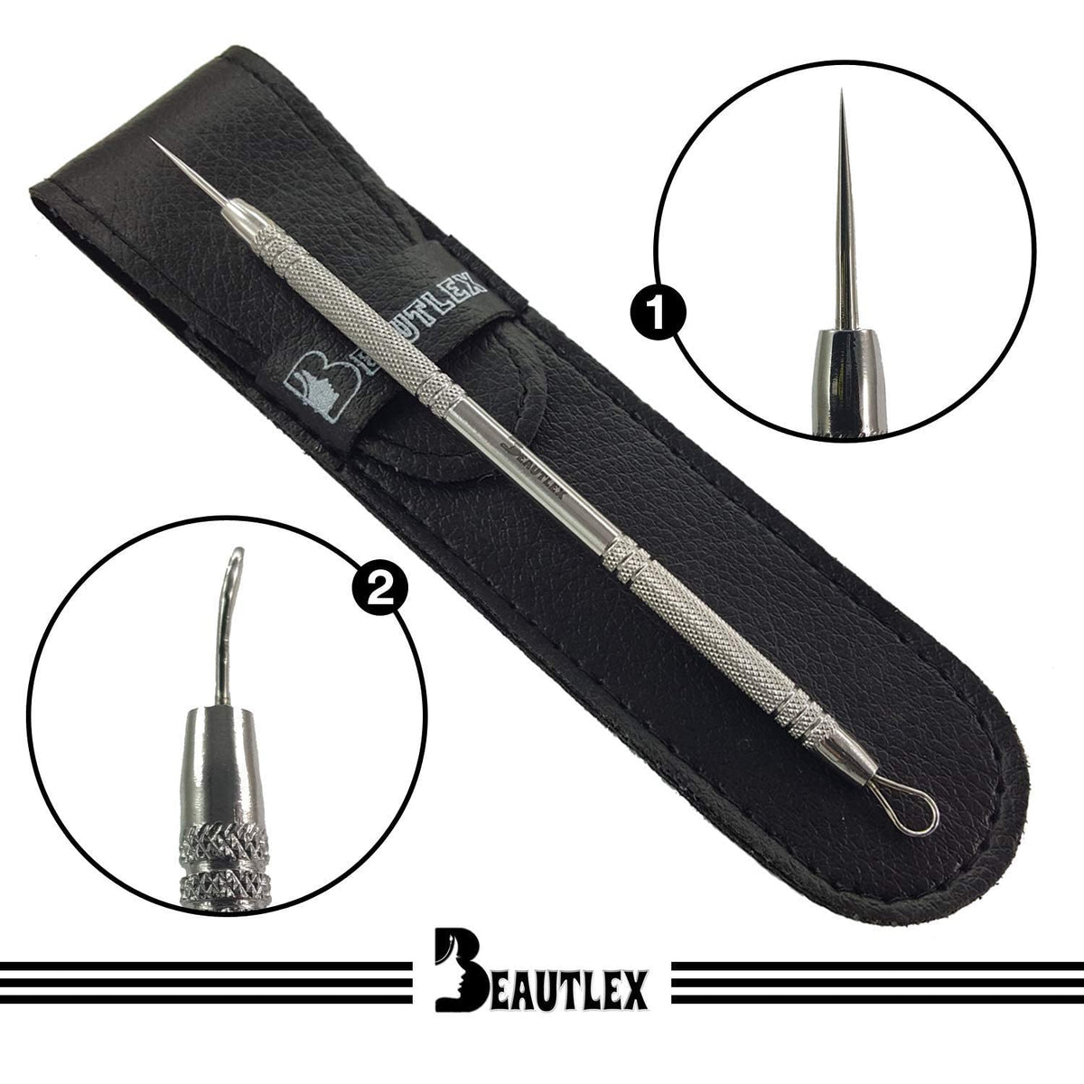Blackhead Remover Tool and Comedone Extractor Tool. Double Ended Loop & Sharp Pimple Extractor. Stainless Steel