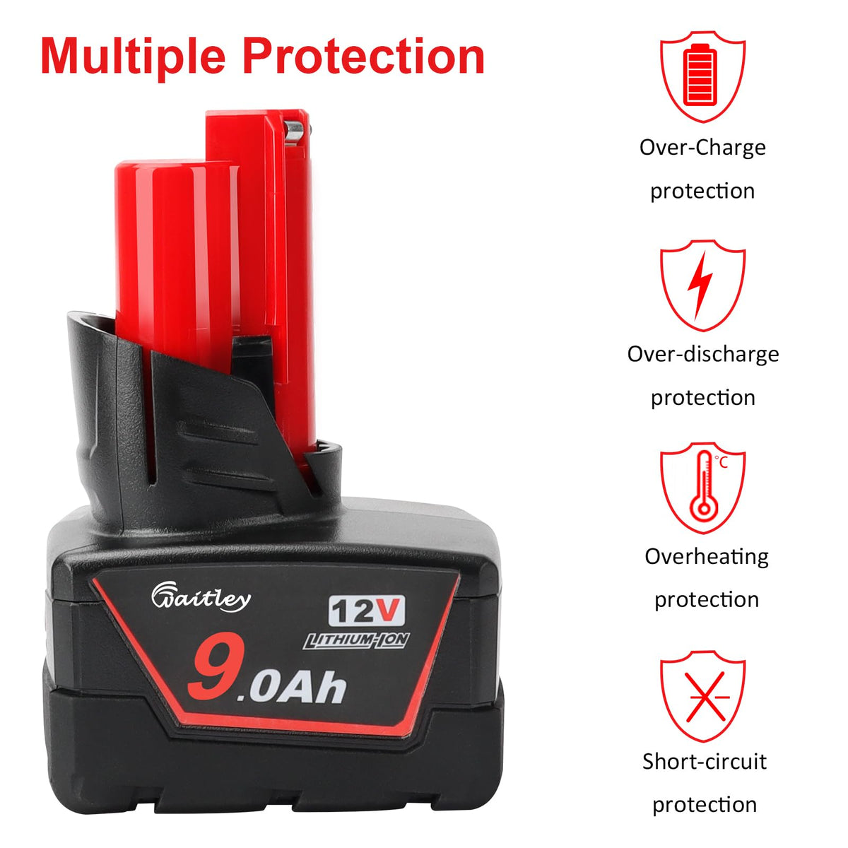 2 Pack 12V 9A Replacement Battery Compatible with Milwaukee Tool