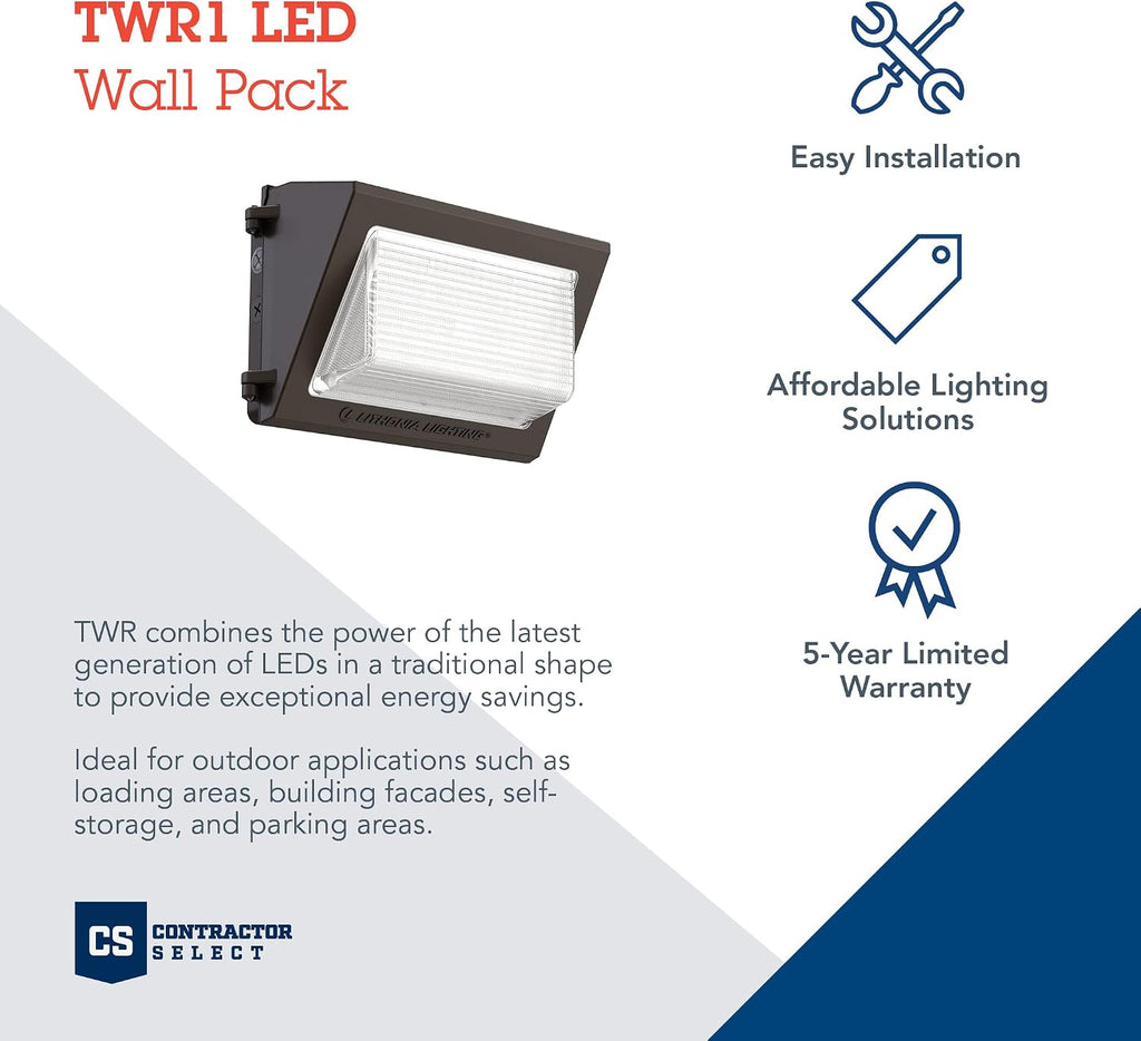 Lithonia Lighting 13" LED Wall Pack Outdoor Light, Dusk to Dawn Photocell