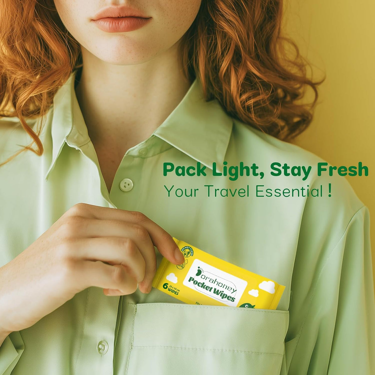 Unscented Travel Wet Wipes, 99% Purified Water Mini Wipes for Sensitive Skin, Hypoallergenic & Plastic-Free Pocket