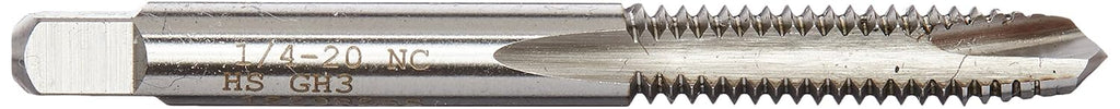 Kodiak Cutting Tools KCT208019 USA Made Spiral Point Plug Threading Tap, Ground Threads, High Speed Steel, 2 Flute, 1/4" Diameter x 20 TPI, 1/4-20 Size