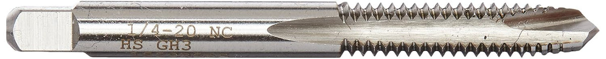 Kodiak Cutting Tools KCT208019 USA Made Spiral Point Plug Threading Tap, Ground Threads, High Speed Steel, 2 Flute, 1/4" Diameter x 20 TPI, 1/4-20 Size