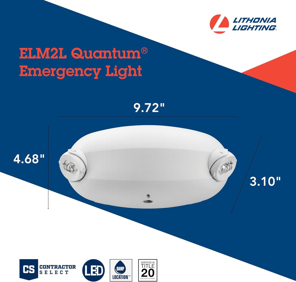 Lithonia Lighting Quantum Emergency Light, 2 Aimable Lamp Heads, 120/277V