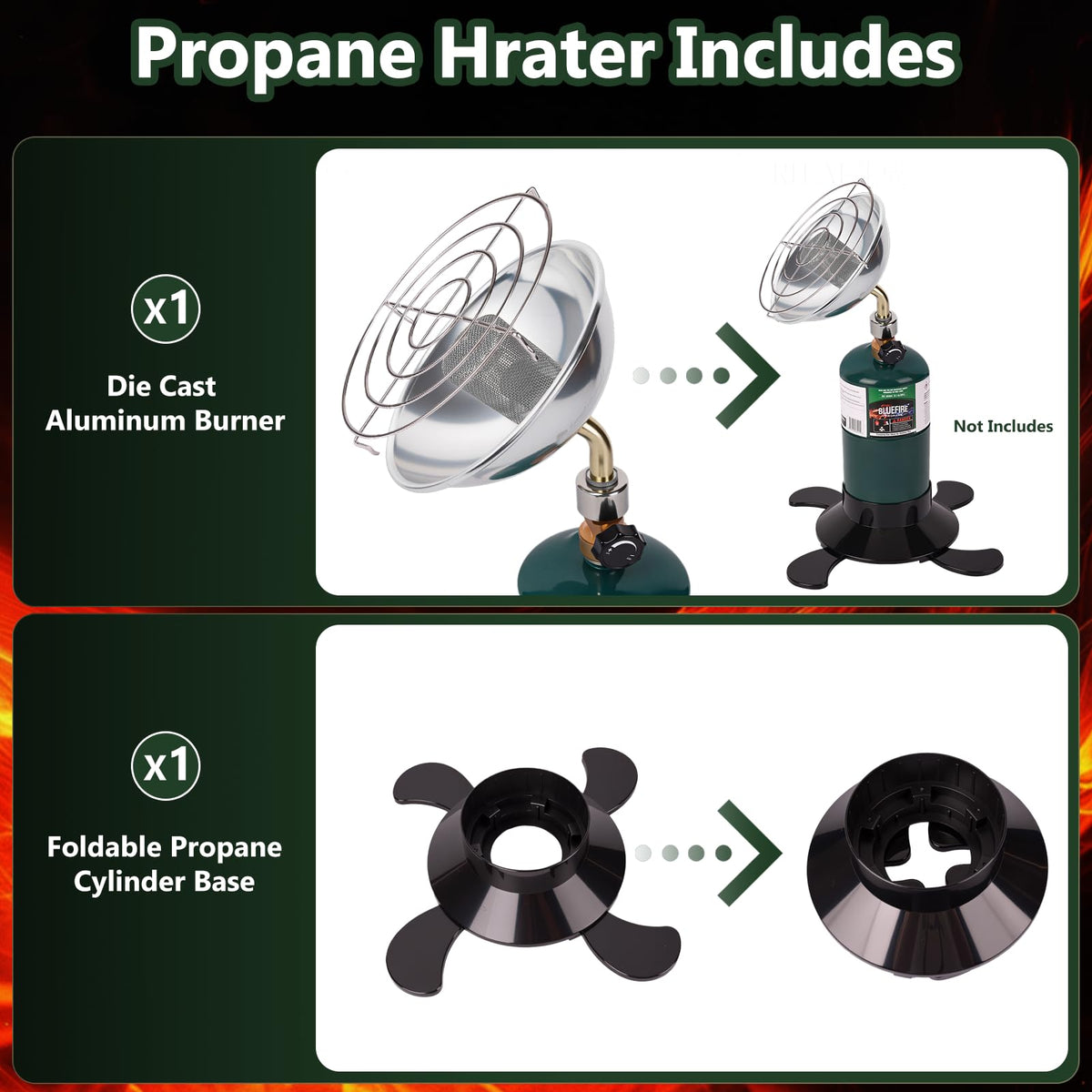 Portable Propane Heater with Catalytic Burner for Camping Outdoor Space 6200BTU Power with Control Valve Patio Heater