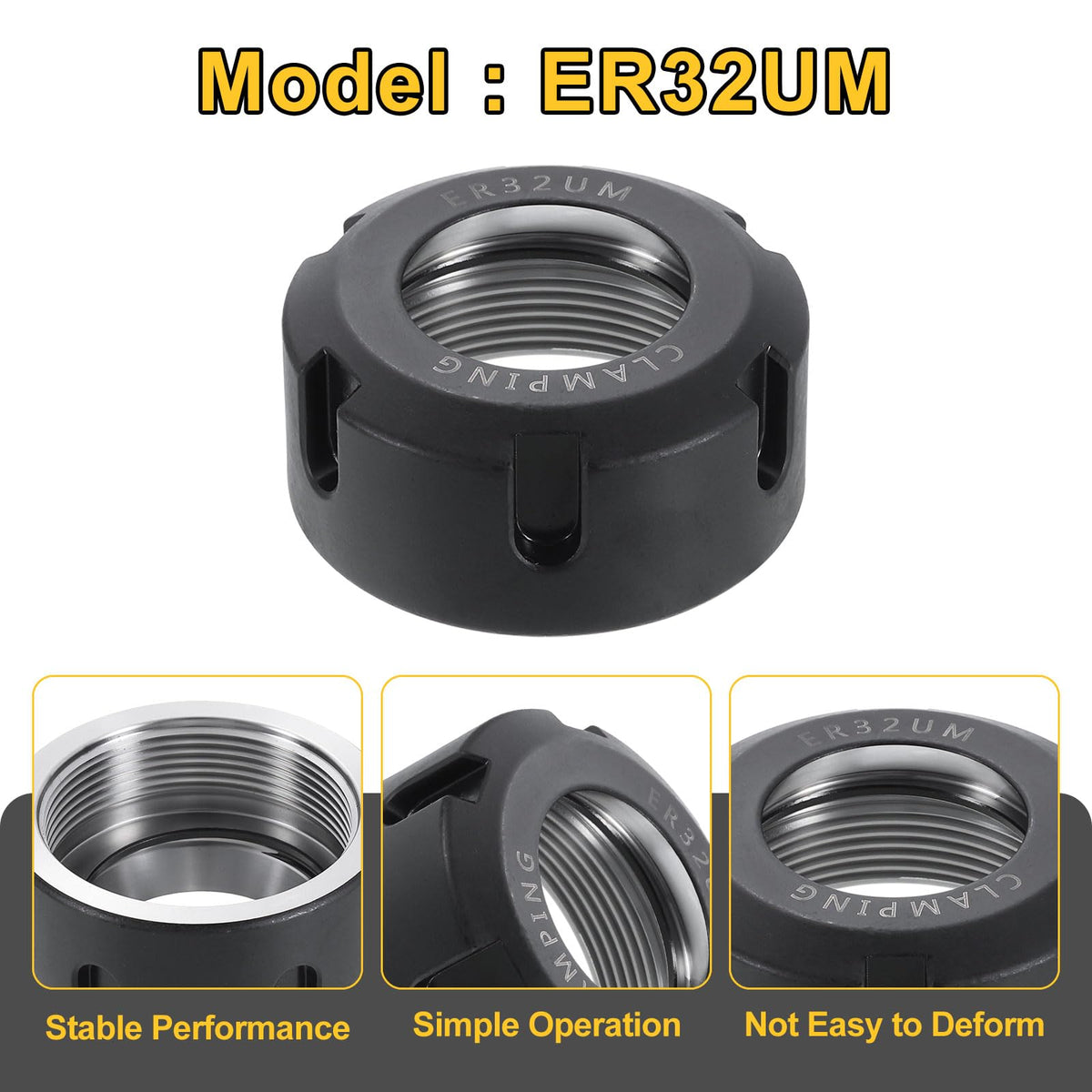 uxcell 4pcs Clamping ER32UM(M40) Collet Clamping Nuts for CNC Milling Chuck Holder Lathe