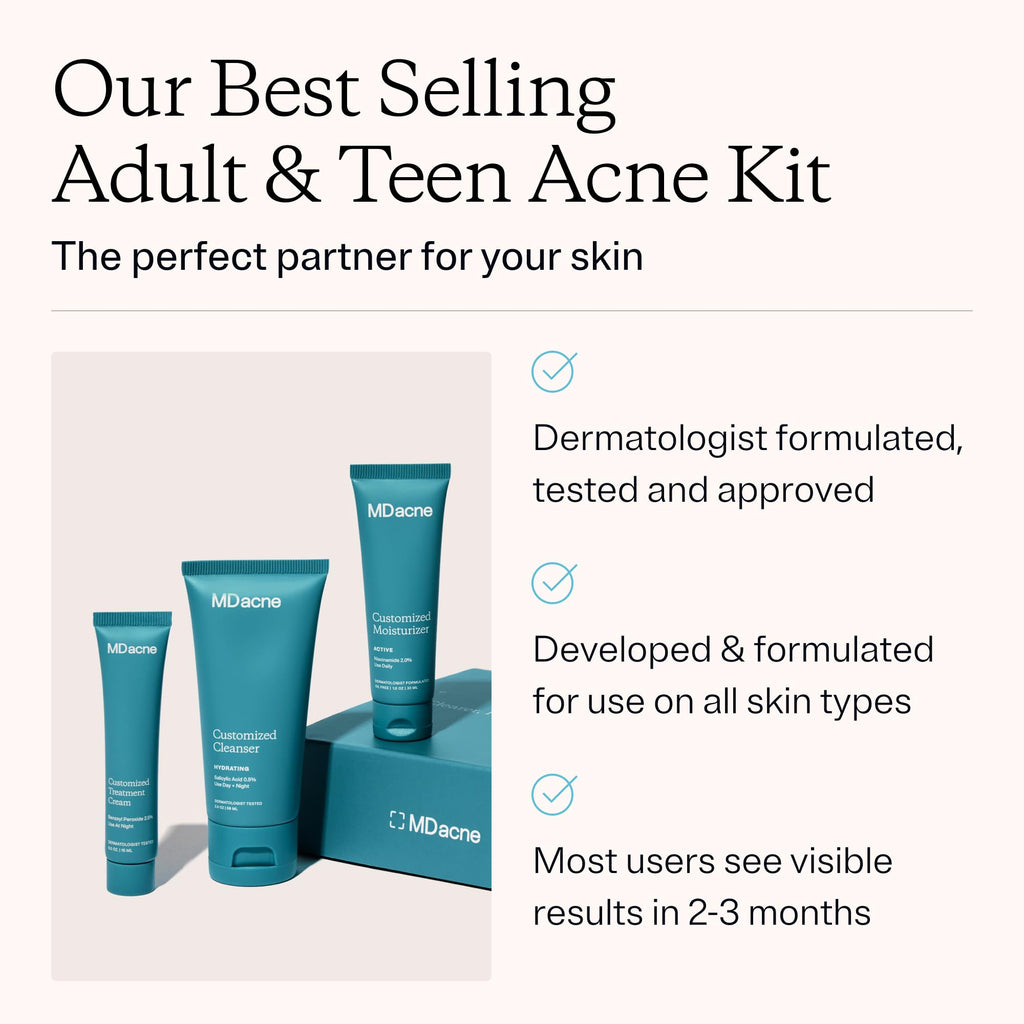 3-Step Acne Treatment Kit with Benzoyl Peroxide, 60 Day Supply