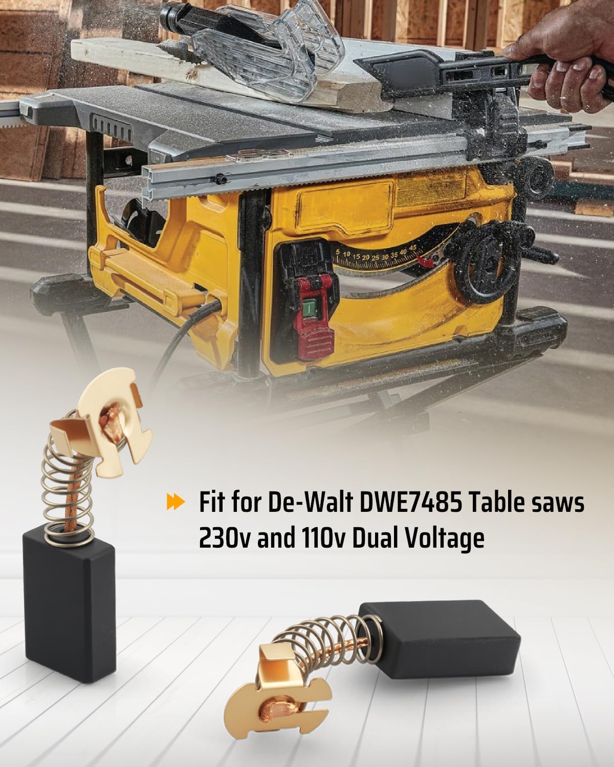 Carbon Brushes Fit for DeWalt DWE7485 Table Saws 230V and 110V Dual Voltage Replace N796713