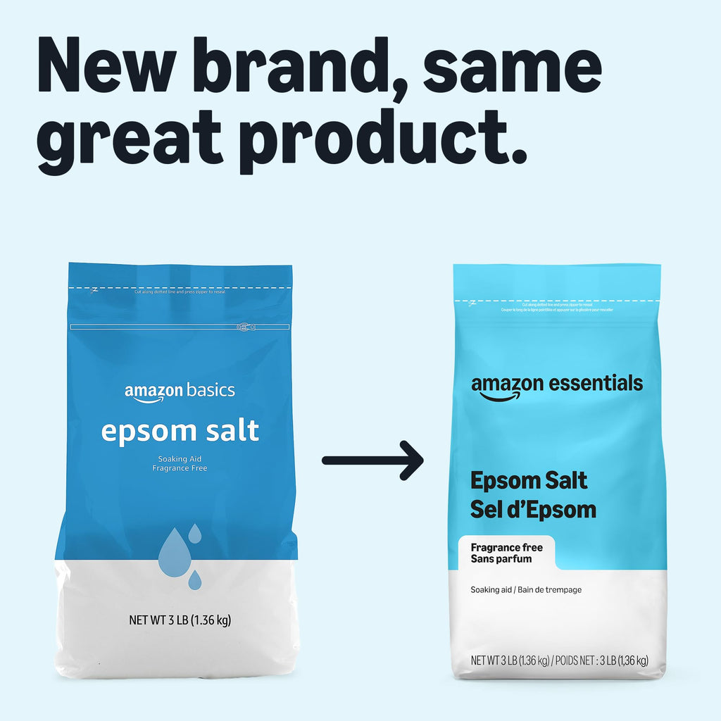 Epsom Salt Soak, Magnesium Sulfate USP, 3 Pound, 6-Pack (Previously Amazon Basics)