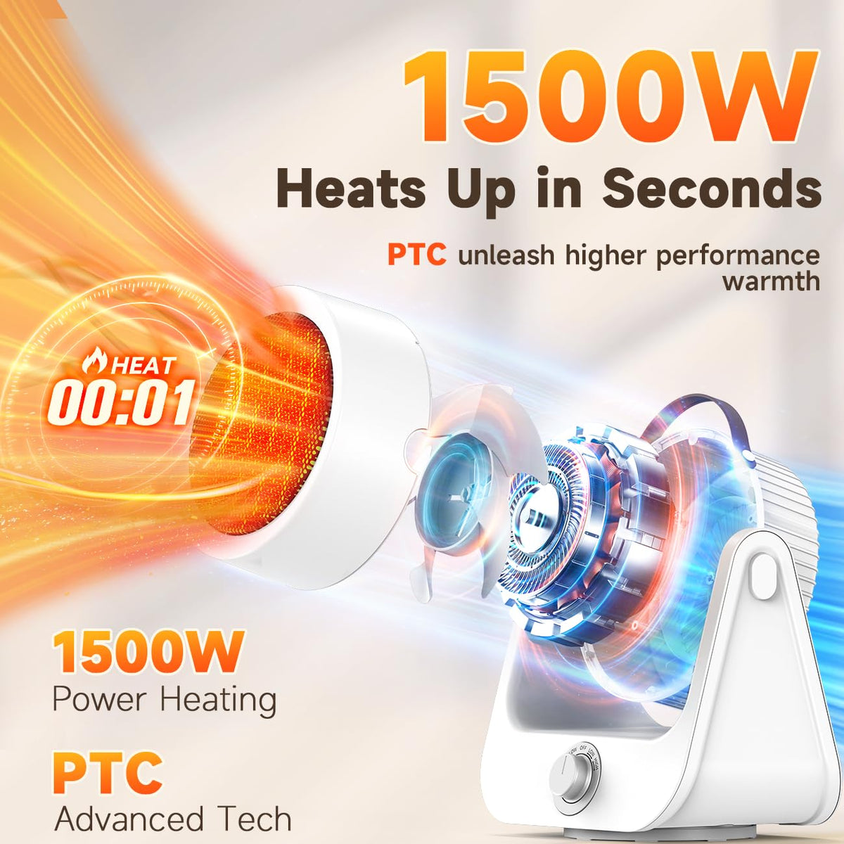 Electric Patio Heaters for Outdoor Use, 1500W PTC Outdoor Heater